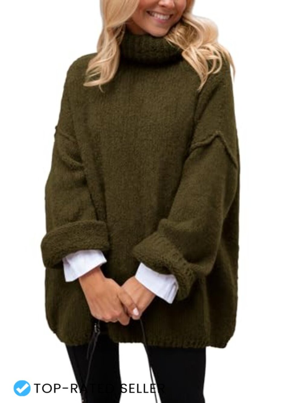 Cozy Chunky Knit Oversized Turtleneck Pullover Sweater